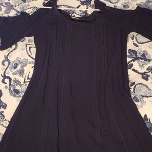 Blue cold shoulder dress